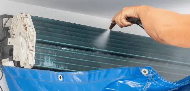 Planned maintenance inspection of commercial air conditioning equipment
